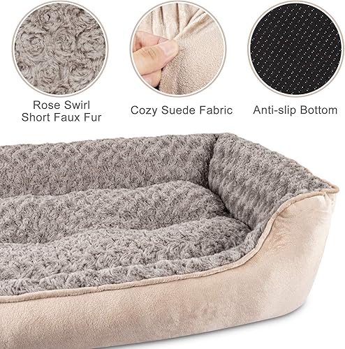 Miniatura 3 de Joejoy Cama rectangular para perro grande, mediano, pequeño, cachorro, sofá cama ortopédico lavable, suave, transpirable, duradera, calmante, parte