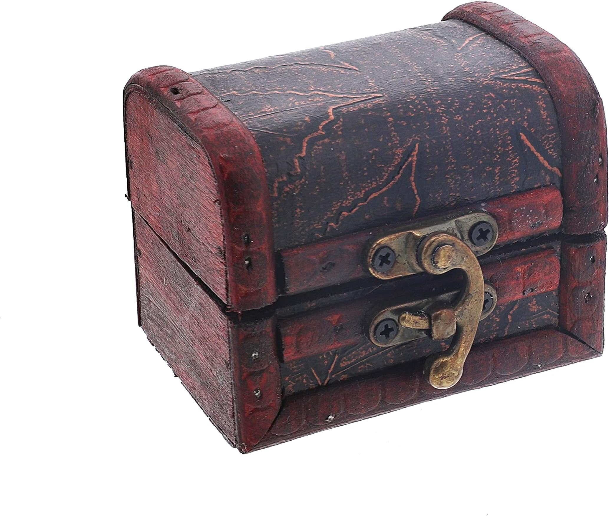 SandT Collection 3 Inch Wooden Keepsake Treasure Chest Trinket Box - Leaf