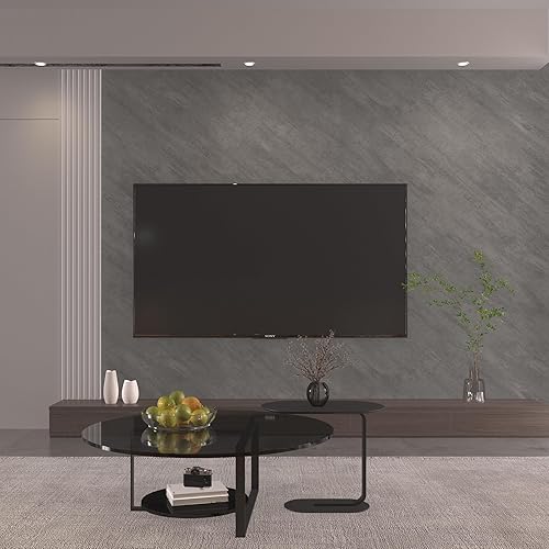 Miniatura 16 de Papel tapiz de hormigón extra ancho de 31 x 157 pulgadas, color marrón claro y gris, papel de contacto de cemento sintético 3D, papel de contacto