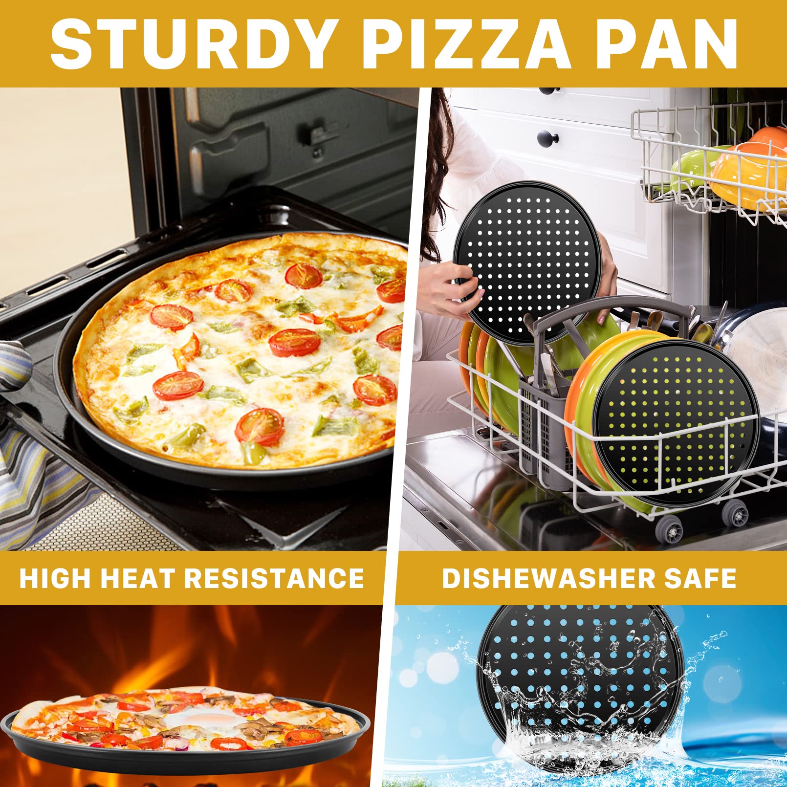 4 sartenes para pizza con agujeros, bandeja antiadherente para pizza, bandeja perforada, moldes redondos para pizza, bandeja para hornear pizza para el hogar de 9 pulgadas, 10 pulgadas, 11 4