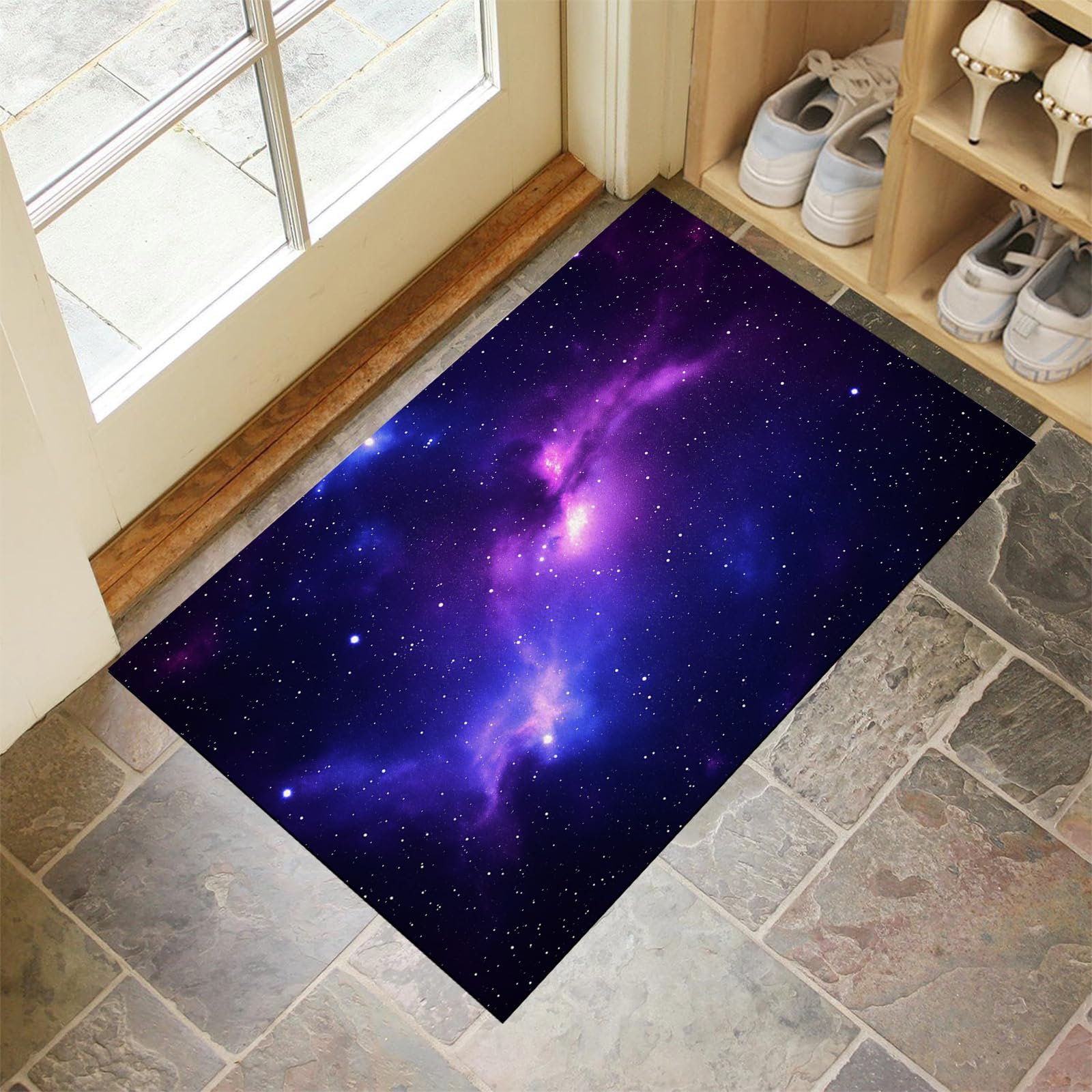 Paillasson intérieur entrée absorbant et lavable grand format motif violet