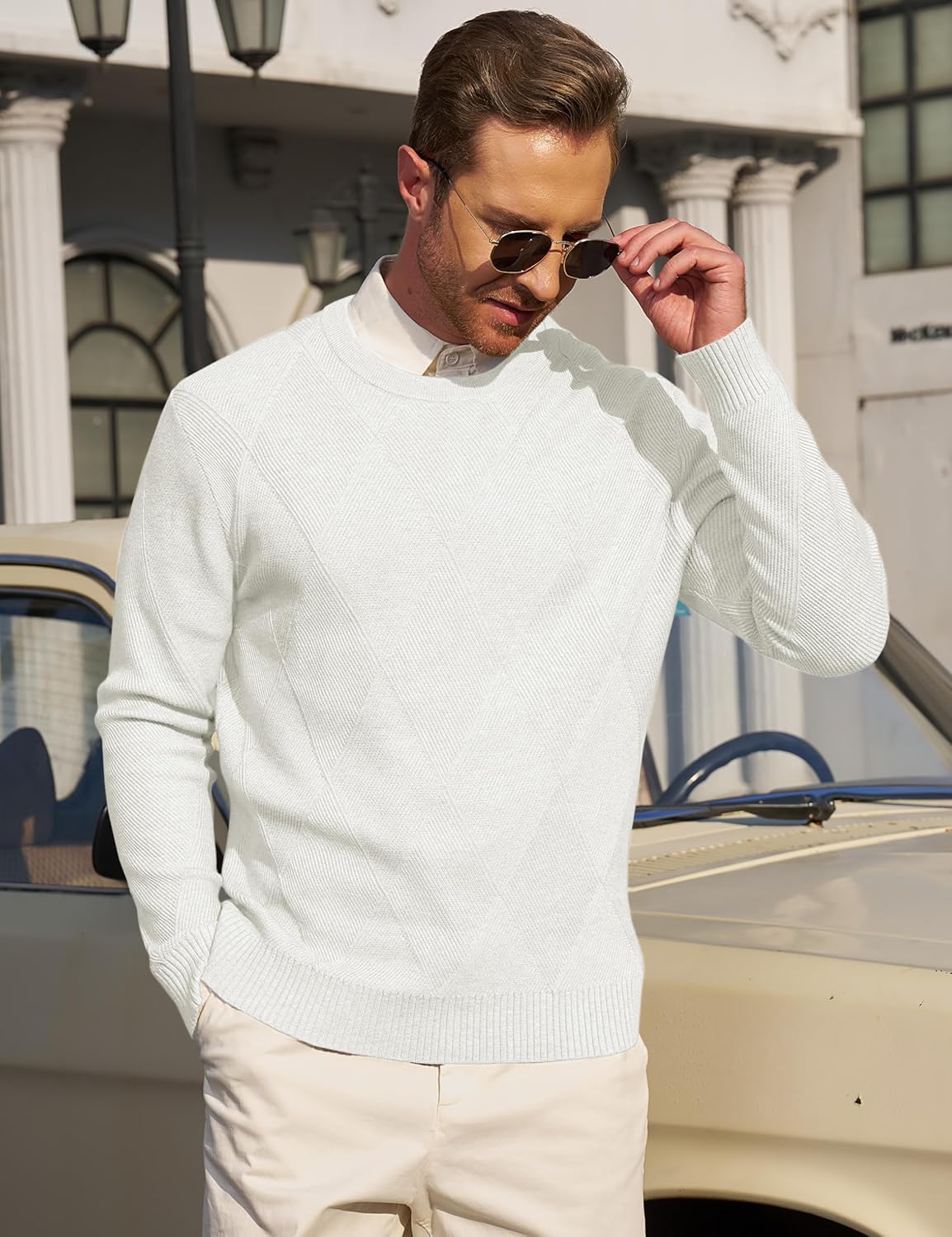 TACVASEN Men's Sweater Crewneck Cable Knit Pullover Sweater Casual Fall Winter Warm Long Sleeve Sweaters