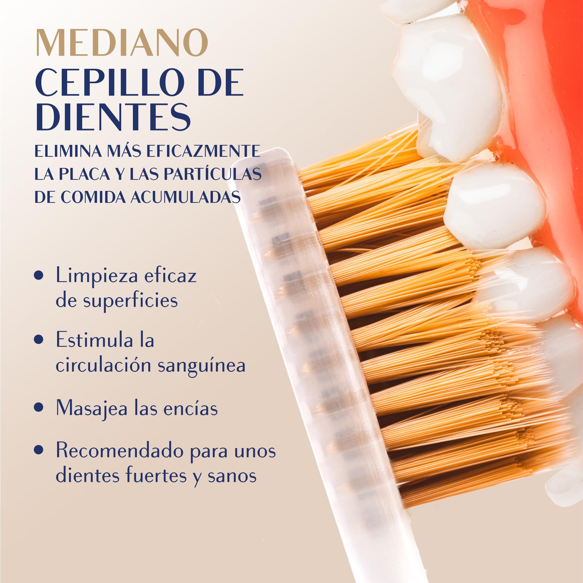 Paquete múltiple de cepillos de dientes para adultos, cerdas doradas de doble longitud para eliminación de placa interdental y cuidado de las encías, cepillo de dientes manual suave medio