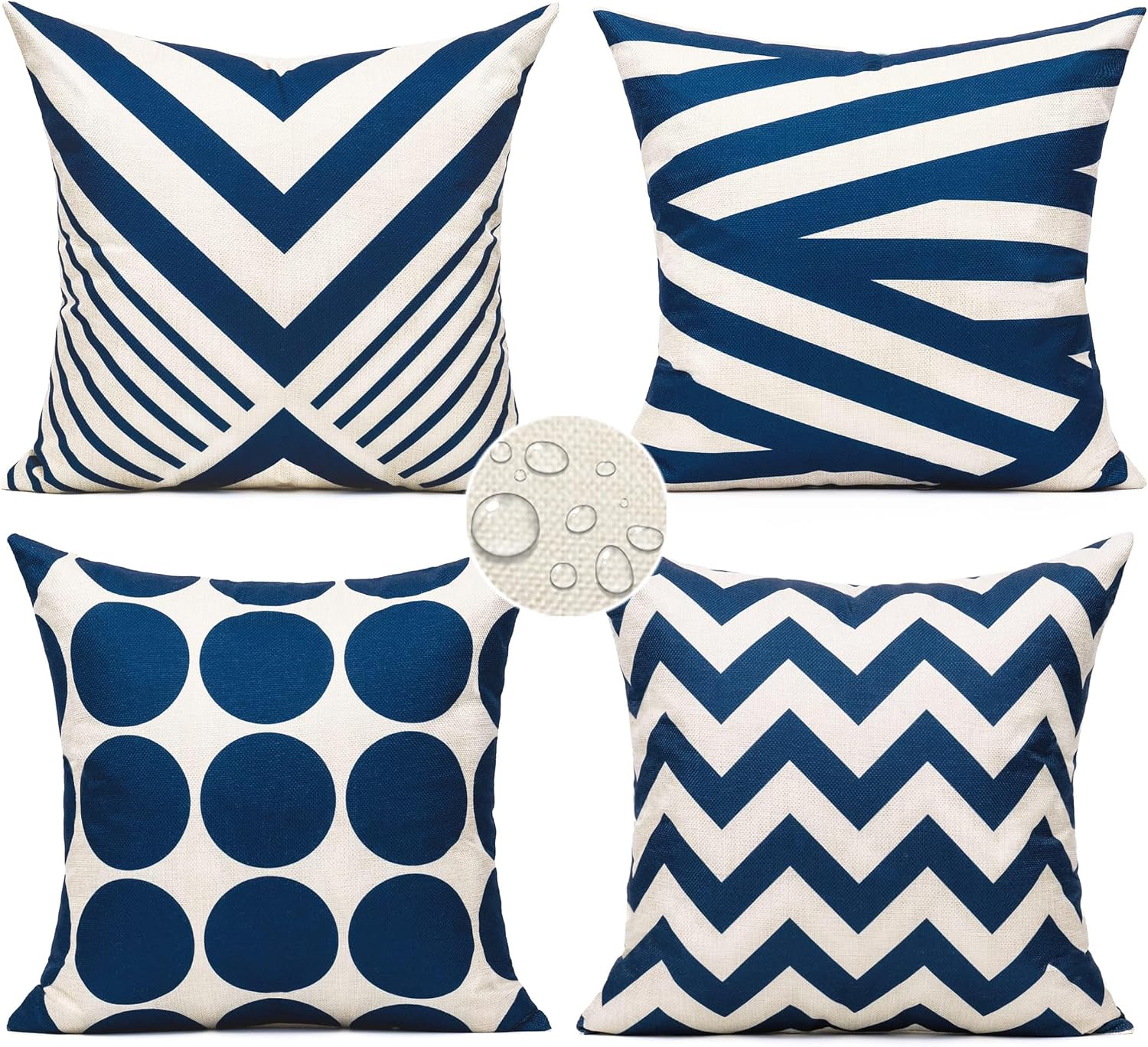 All Smiles Outdoor Waterproof Throw Pillow Covers 16X16 Set of 4,Orange Decorative Cushion Covers Boho Decorations Outside for Patio Furniture Porch Seat Chair Couch Sofa Living Room Geometric