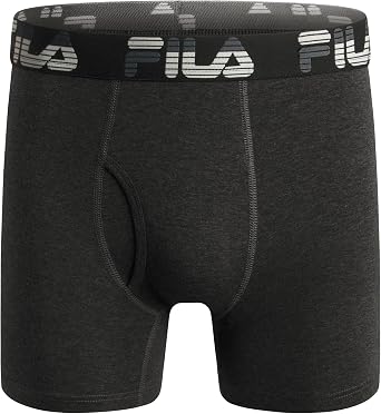 Fila Men's 6 Performance Boxer Briefs with Fly or No Fly Front, 95% Cotton, 5% Spandex Briefs, 4-Pack