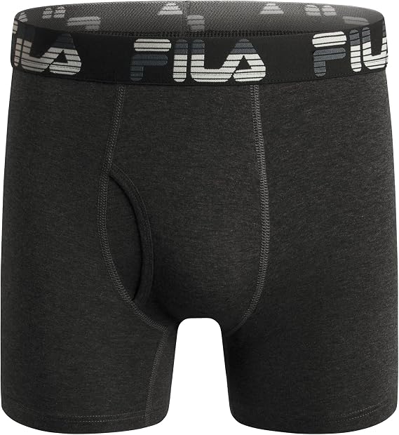 Fila Men's 6 Performance Boxer Briefs with Fly or No Fly Front, 95% Cotton, 5% Spandex Briefs, 4-Pack