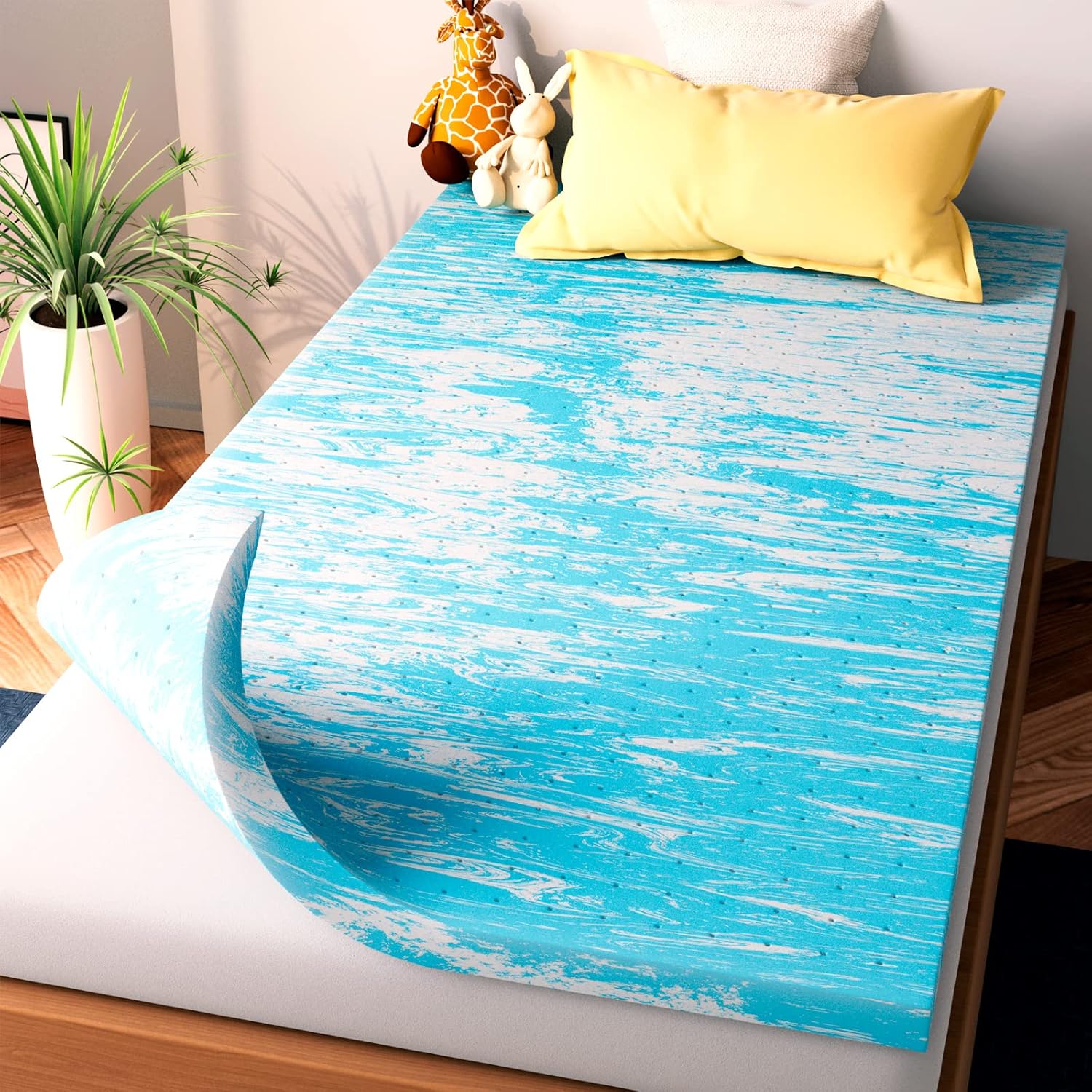 2 Inch Twin(39"x75") Memory Foam Mattress Topper, Cooling Gel Infused Foam Mattress Topper for Pressure Relief Back Pain, Single Bed Toppers, CertiPUR-US Certified