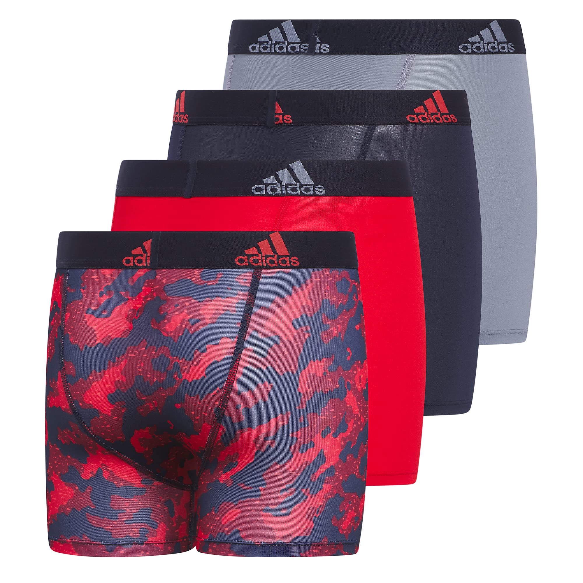 adidas Kids-Boy's Performance Boxer Briefs Underwear (4-Pack), Galaxy Camo Legend Ink-Better Scarlet/Legend Ink Blue/Better Scarlet, Small