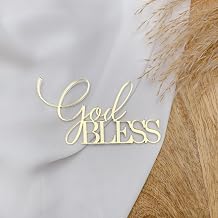 God Bless Cake Topper - Acrylic Gold Cake Decorations for Baptism,First Holy Communion Divine Celebration Christening Celebrations