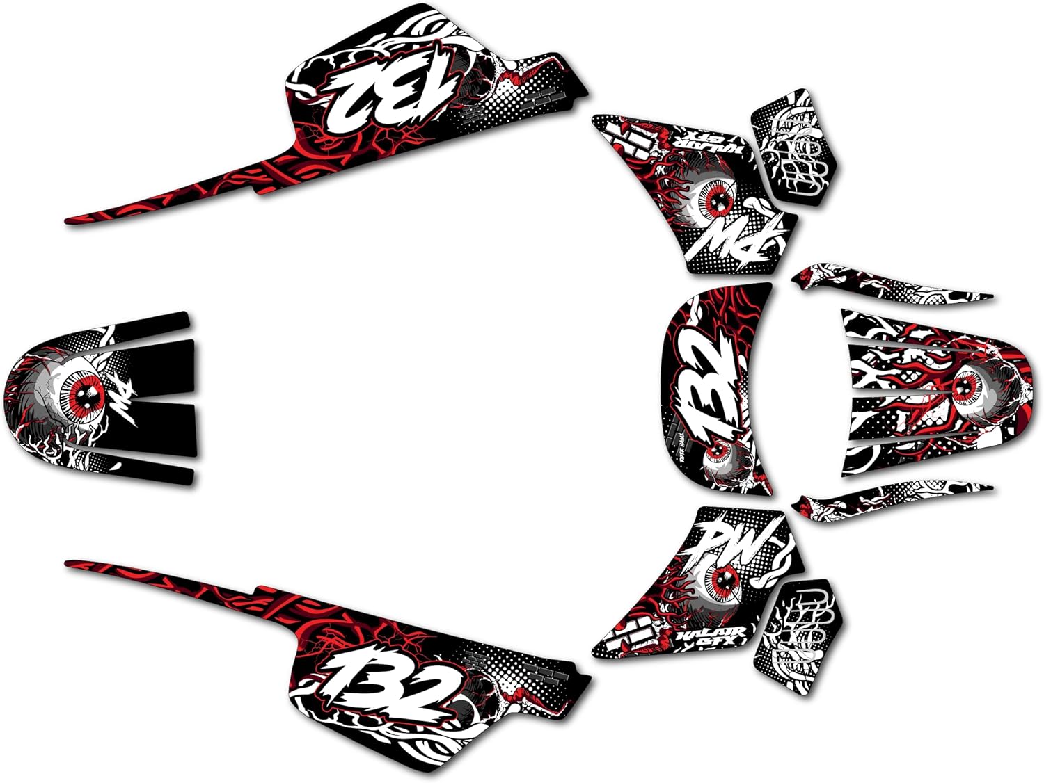 Graphics Kit for Yamaha PW 50 (AllYears) CORE Series Blue 09 Mil - Dirt bike Custom Racing Graphics Decals Stickers Kit, no-plastics