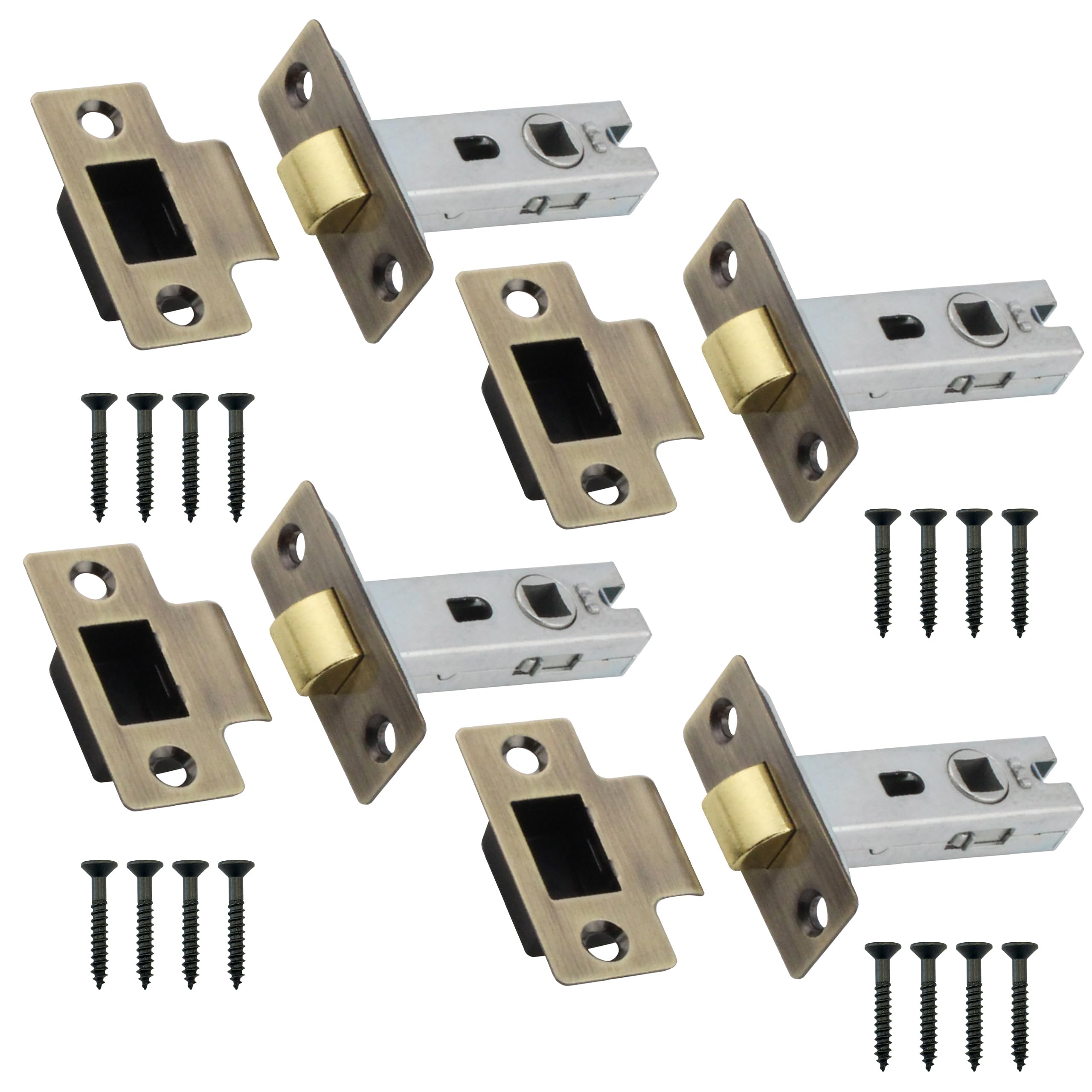 EAI Antique Brass Tubular Latch, 64mm / 2.5 Inch, Pack of 4