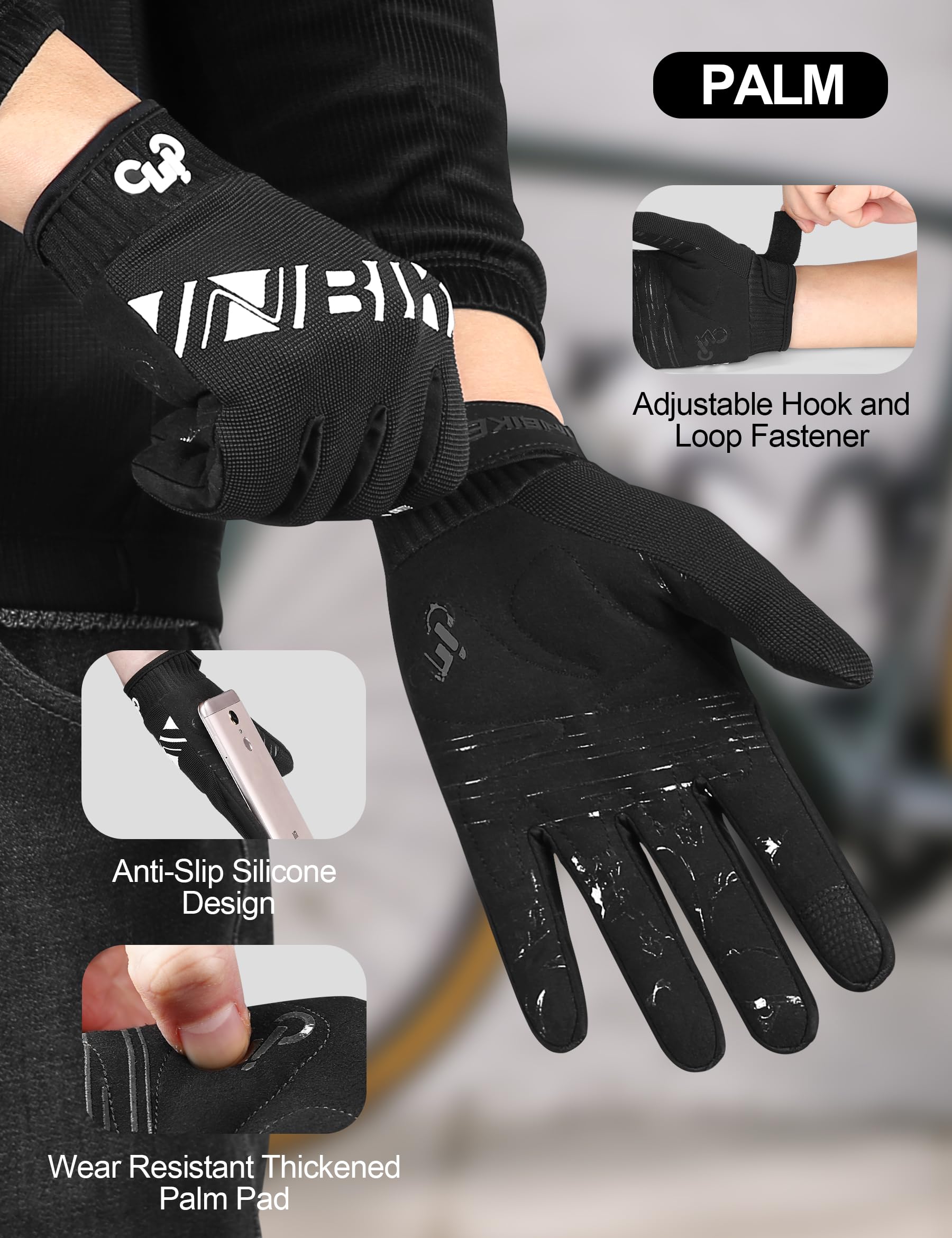 INBIKE Gants de Cyclisme Respirant Homme Antidérapants Antichocs Rembourré EVA pour VTT Velo Route
