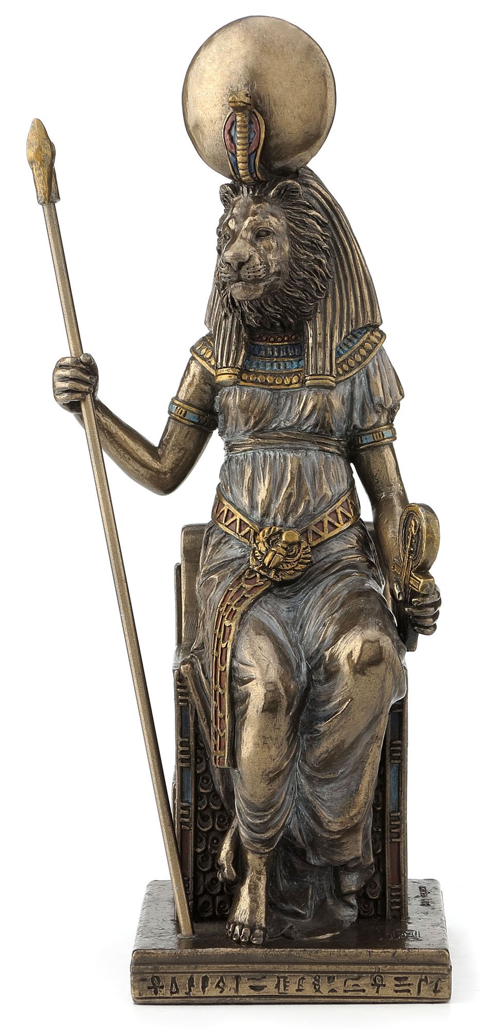 US 8.25 Inch Egyptian Sitting Sekhmet Cold Cast Bronze Sculpture Figurine