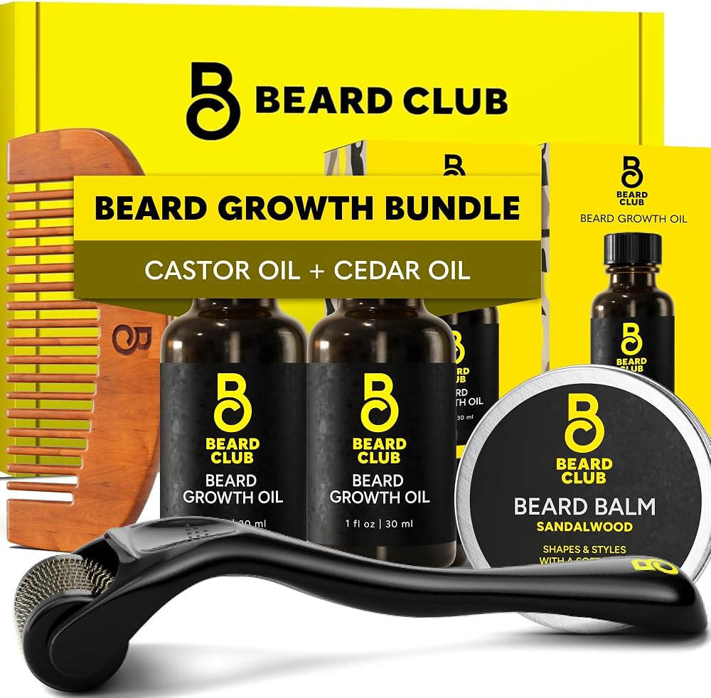 Beard Club Beard Growth Kit with Oil, Balm, Roller & Comb