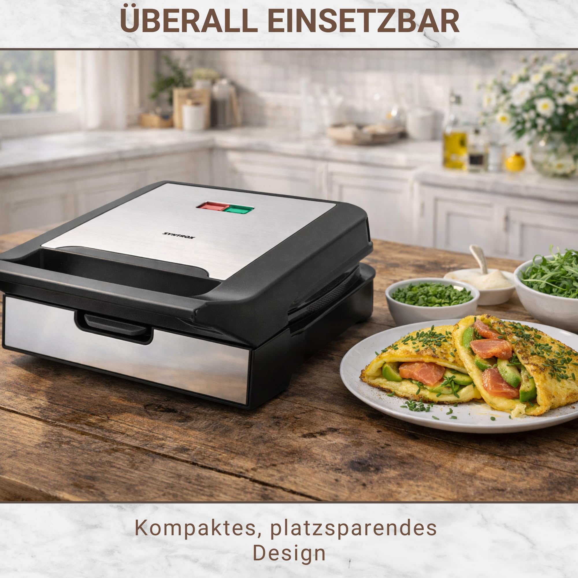 Syntrox Germany Omelett Maker MM-1400W mit herausnehmbaren Backplatten
