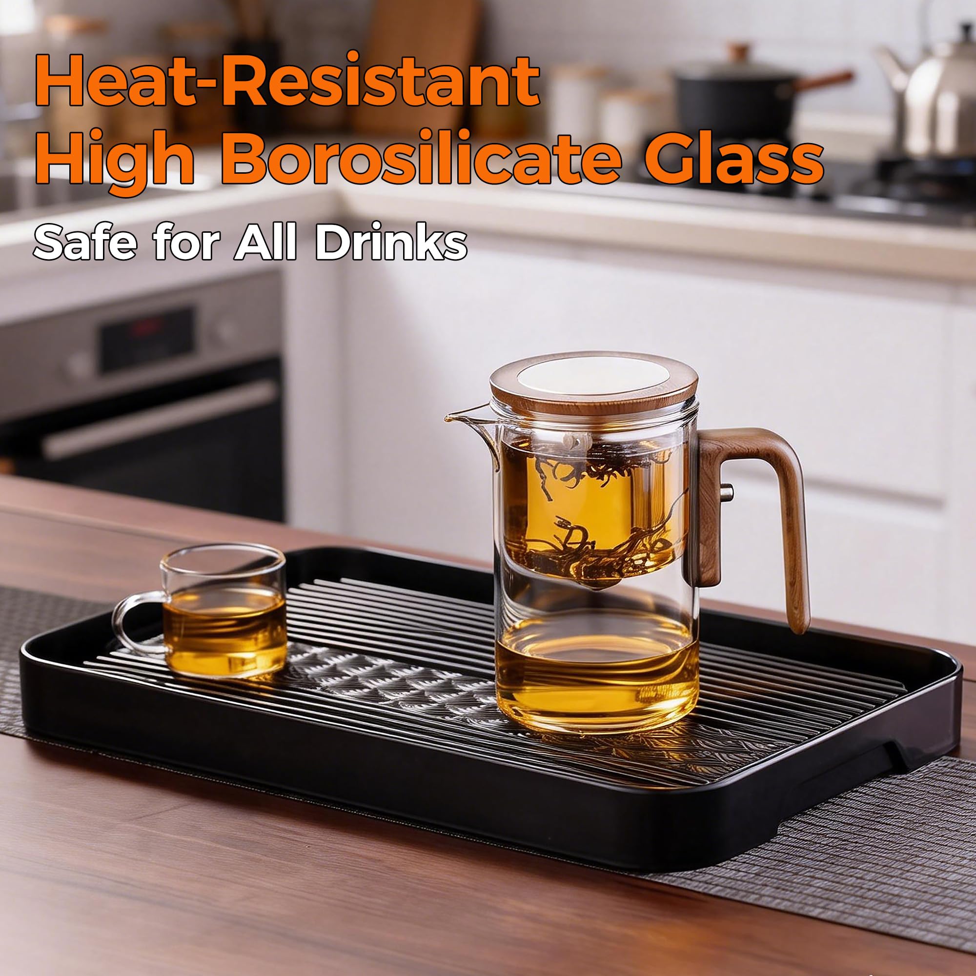 Enchanti Tetera, tetera mágica de cristal con diseño de brujería creativa, infusor de té de cristal desmontable para té suelto, ideal para preparar té (Transparente, 20oz)