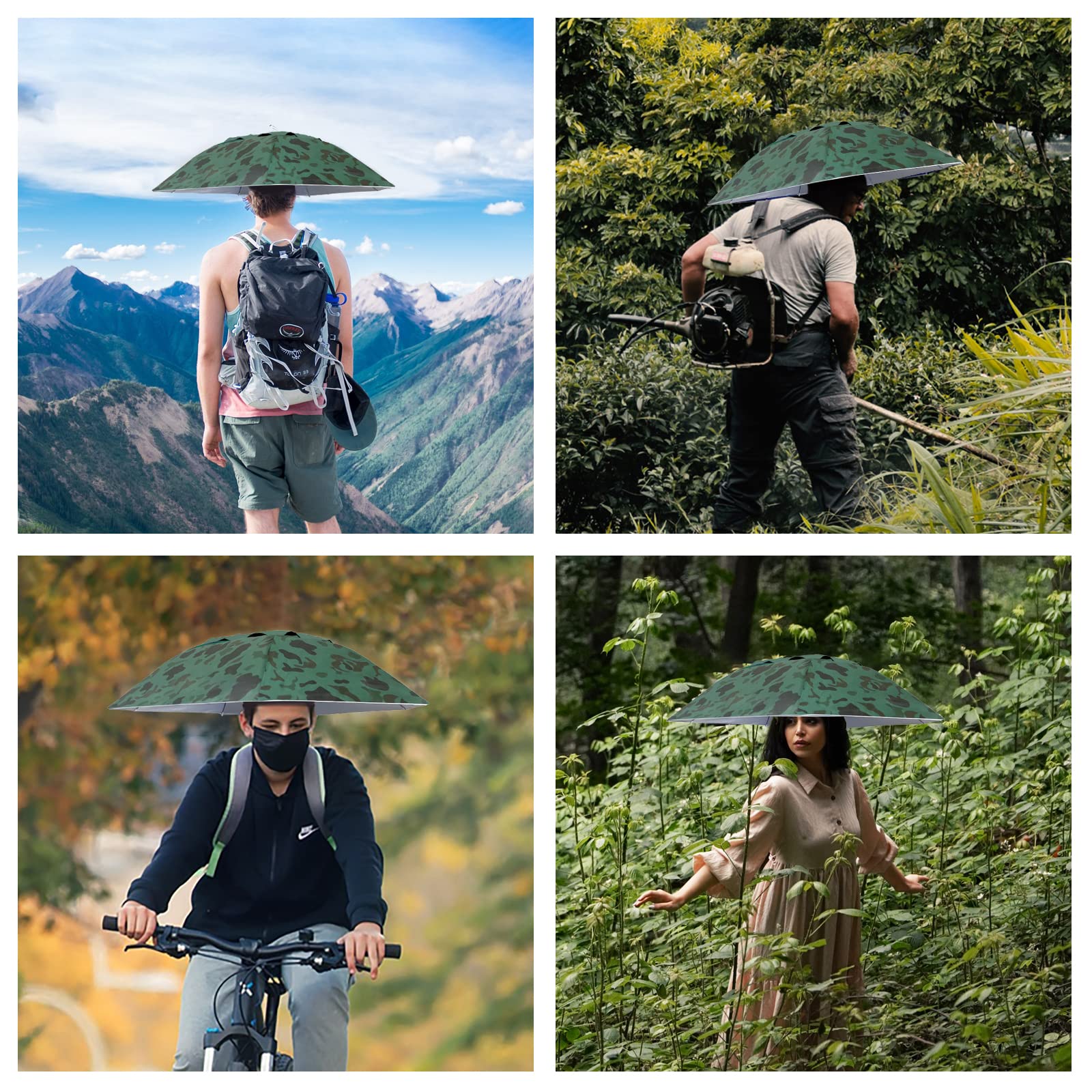 NEW-Vi Wędkarski parasol kapelusz składany regulowany przeciwsłoneczny czapka przeciwdeszczowa, 80 cm oversize parasole bez użycia rąk, 7 żeber anty-UV wodoodporne nakrycia głowy do wędkowania