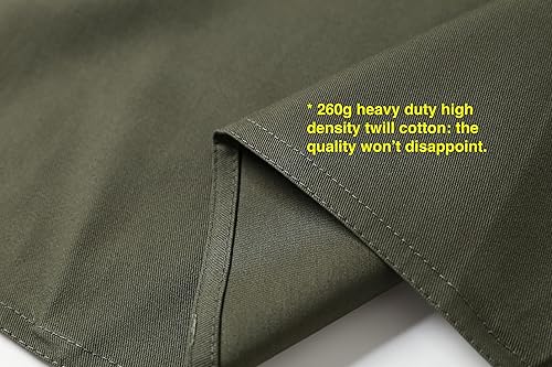 Miniatura 5 de Jeelow Delantal de cocina de algodón o sarga de algodón para hombres y mujeres, ajustable con bolsillos ajustables