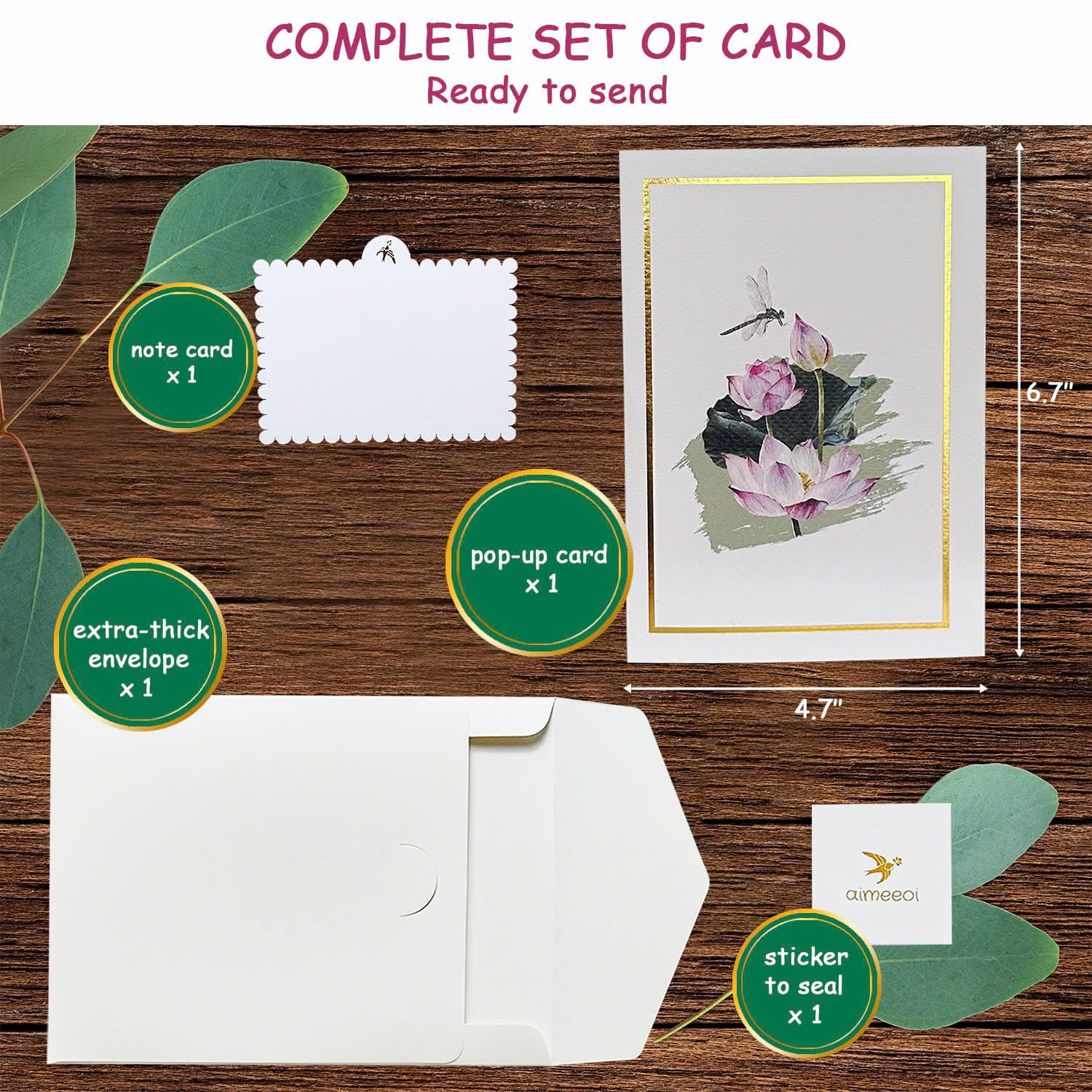 Aimeeoi - Tarjeta de libélula y loto, tarjeta 3D desplegable para el día de la madre para mujer, tarjeta perfecta de cumpleaños, aniversario o día de San Valentín para mamá, esposa, hermana,