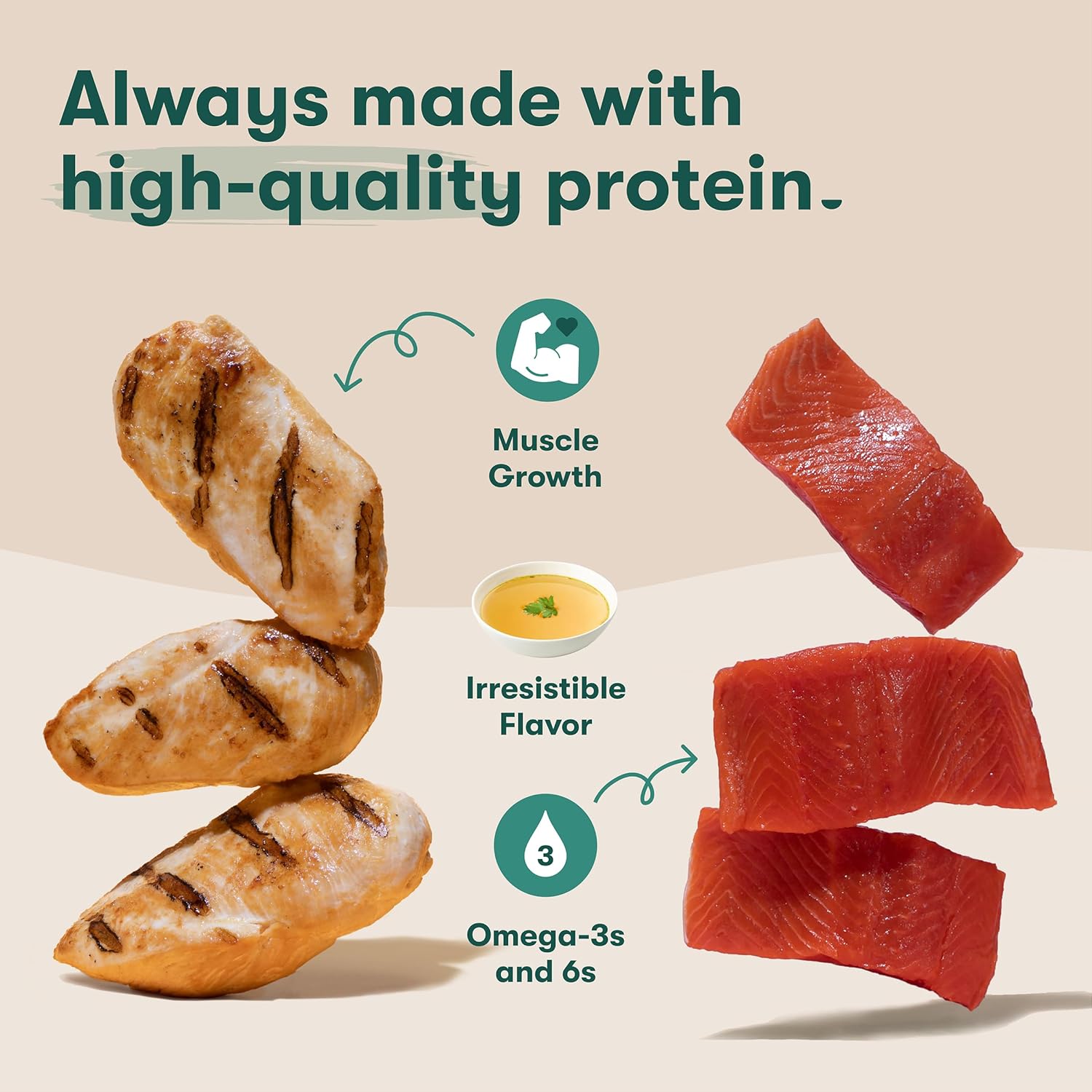 Jinx Bone Broth Stew for Dogs, Variety Pack - Chicken & Salmon Recipes - Grain-Free Wet Dog Food & Topper for Picky Eaters - Promotes Lean Muscle Growth, Healthy Coat & Digestion - 13 Oz, 12 Pack - Image 2