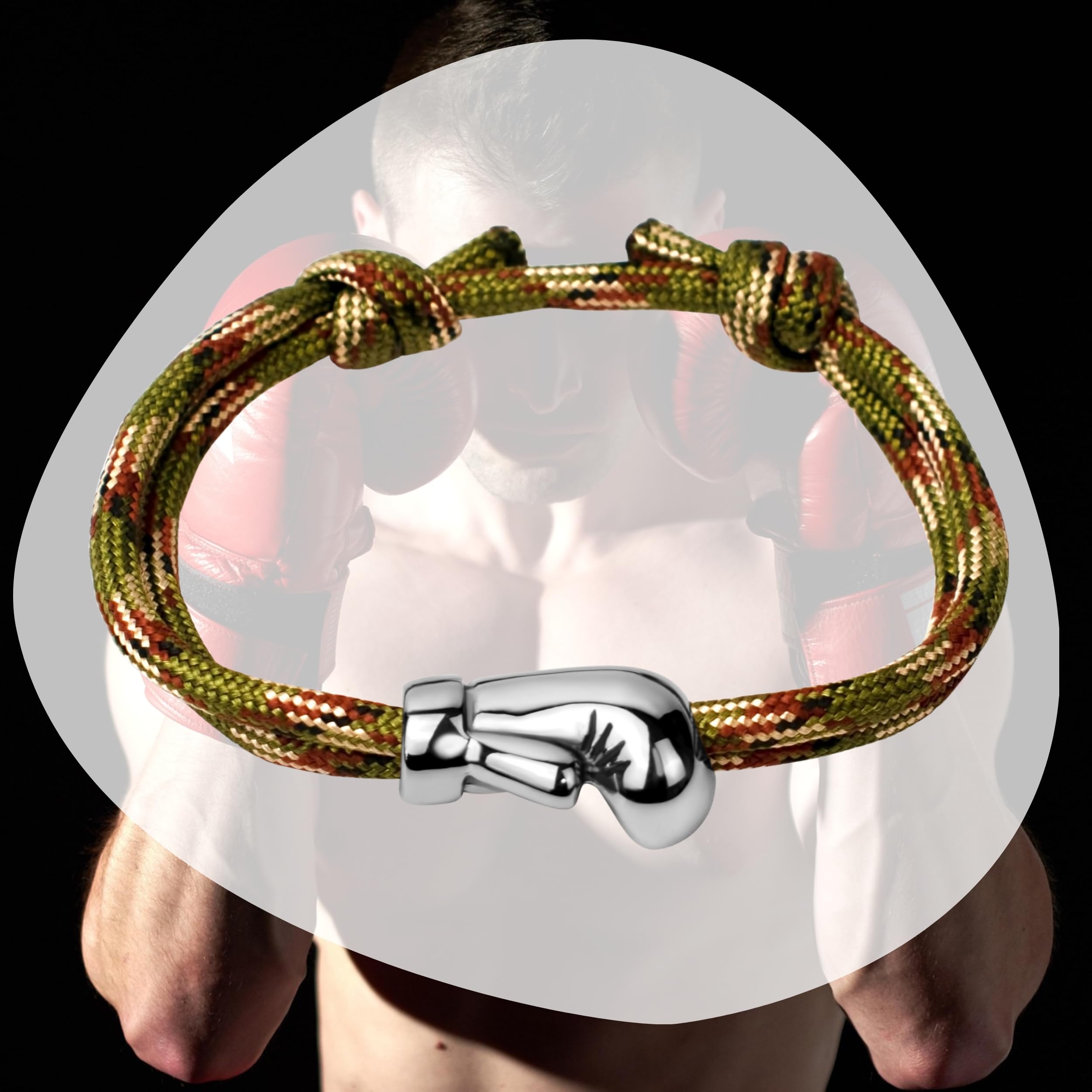 Ernestine - Bracciale Boxe in acciaio inossidabile regolabile - Idea regalo pugile uomo sport combattimento - Bracciale guanto da boxe sport - Regalo uomo Natale compleanno festa del papà - ragazzo