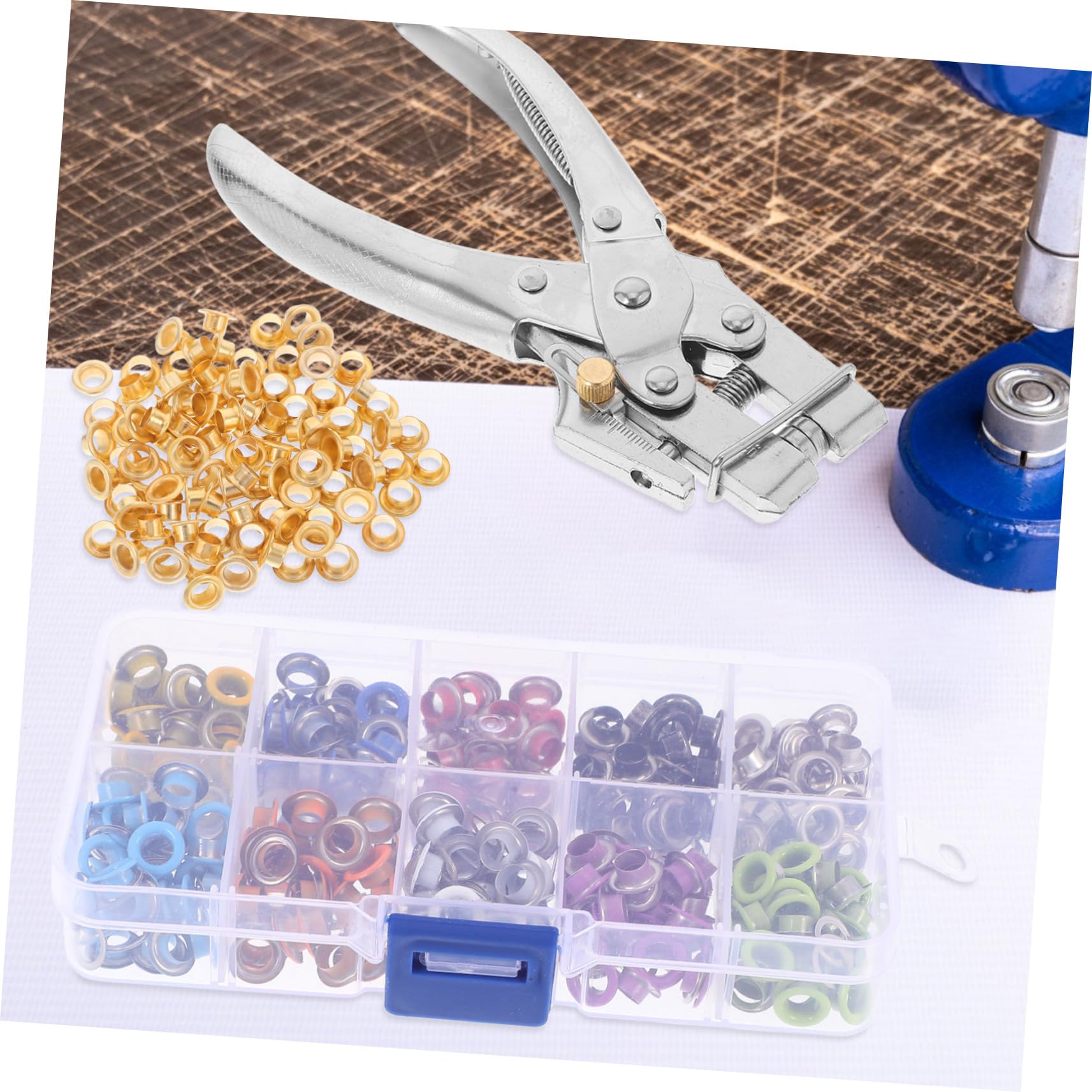 LIFKOME Kit di Pinza per Occhielli in Ferro, con Scatola di Conservazione, Design Leggero e Portatile, per Teloni e Striscioni