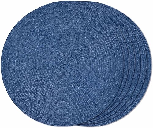 Miniatura 12 de FunWheat Juego de 6 manteles individuales redondos trenzados para mesas de comedor, manteles tejidos resistentes al calor, 15 pulgadas (negro, 6