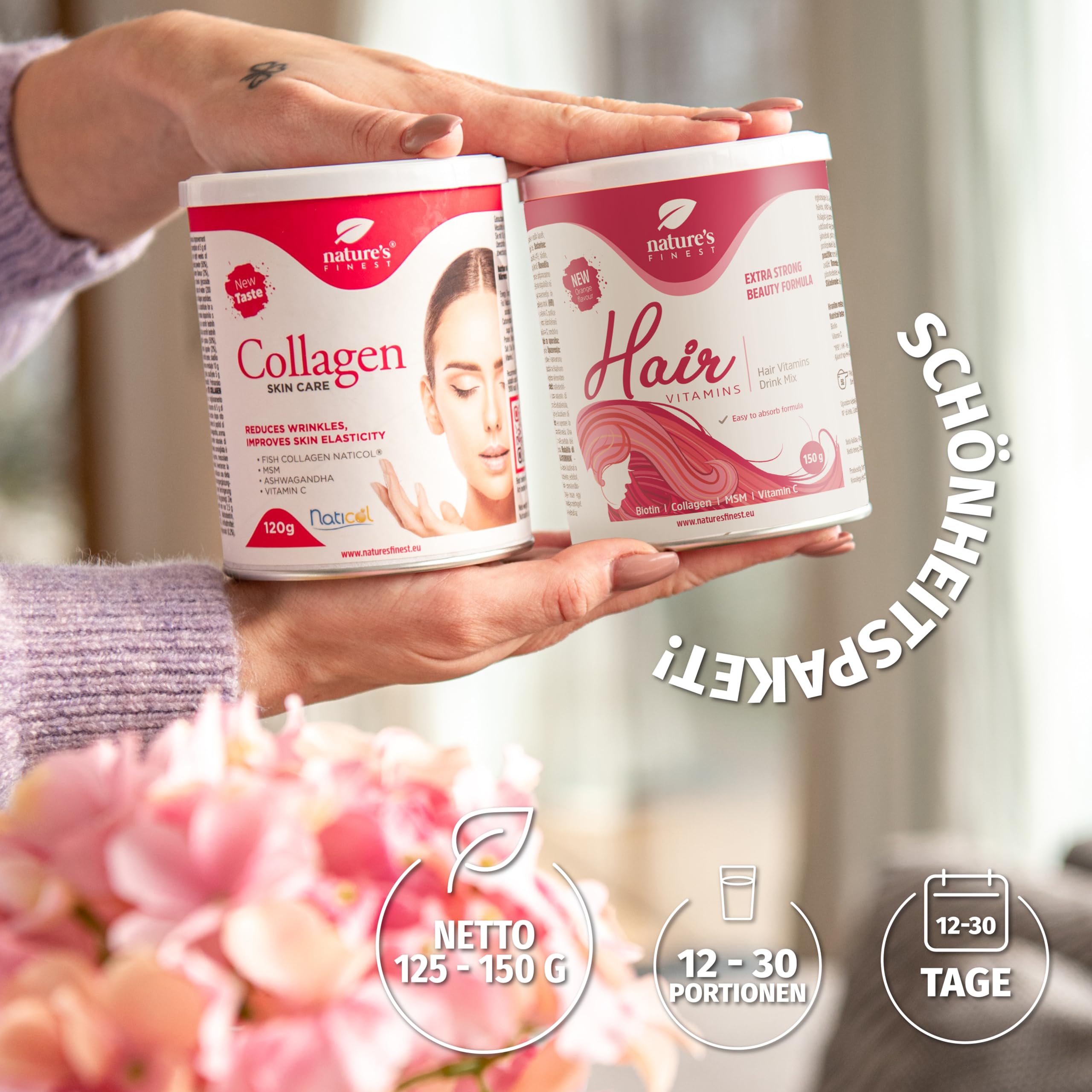 Nature's Finest by Nutrisslim Sie Glänzt Paket - Haut- & Haarpflege mit Kollagen, Biotin & Vitamin C, MSM & Ashwagandha - Für Erwachsene, Fördert gesunde Haut & kräftiges Haar, Sofortige Wirkung