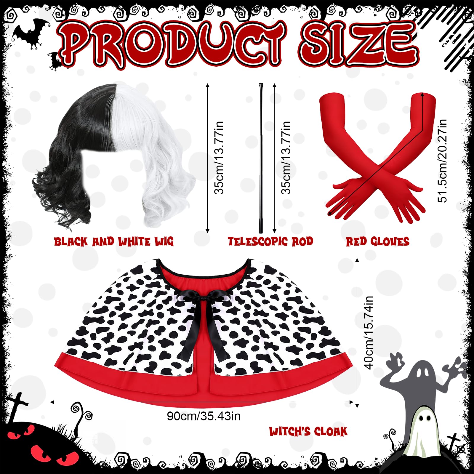 Bryndo 4 Pcs Cruella Costume Accessories Set - Image 2