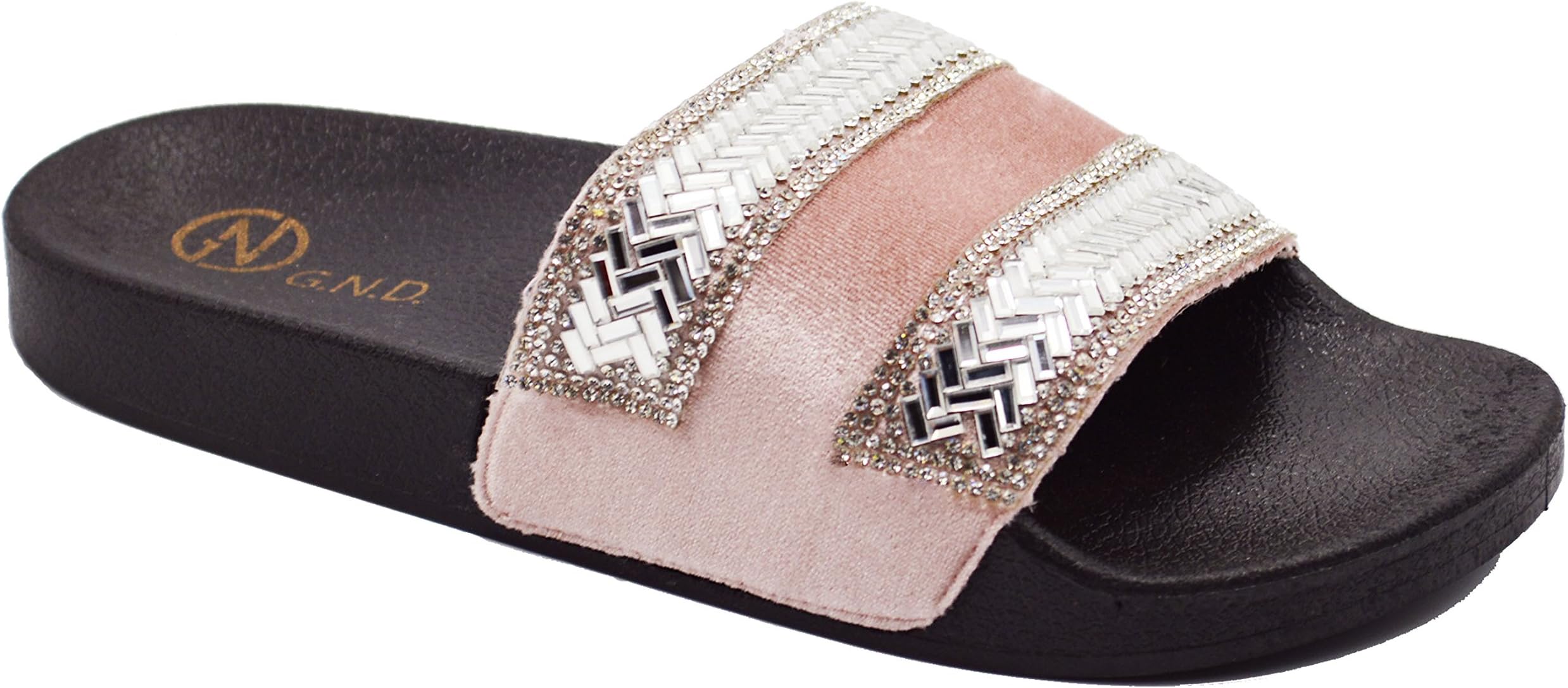 Golden Road G.N.D Women Fancy Shinny Slide Slipper Sandal #296 (7, Pink)