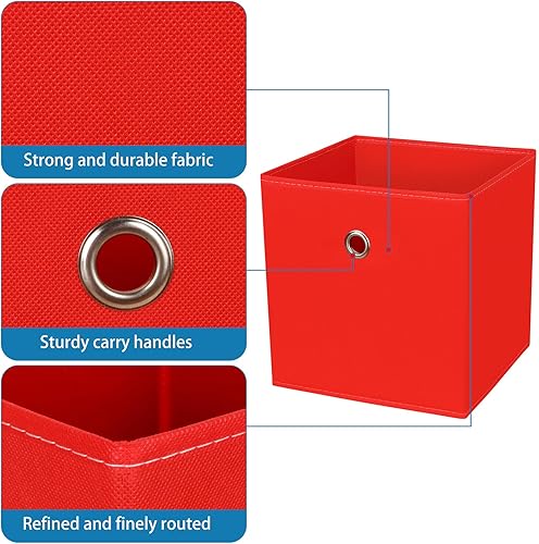 Miniatura 7 de Contenedores de almacenamiento de tela, cubos de almacenamiento de tela de 11 pulgadas, cubos de almacenamiento plegables con asas dobles para