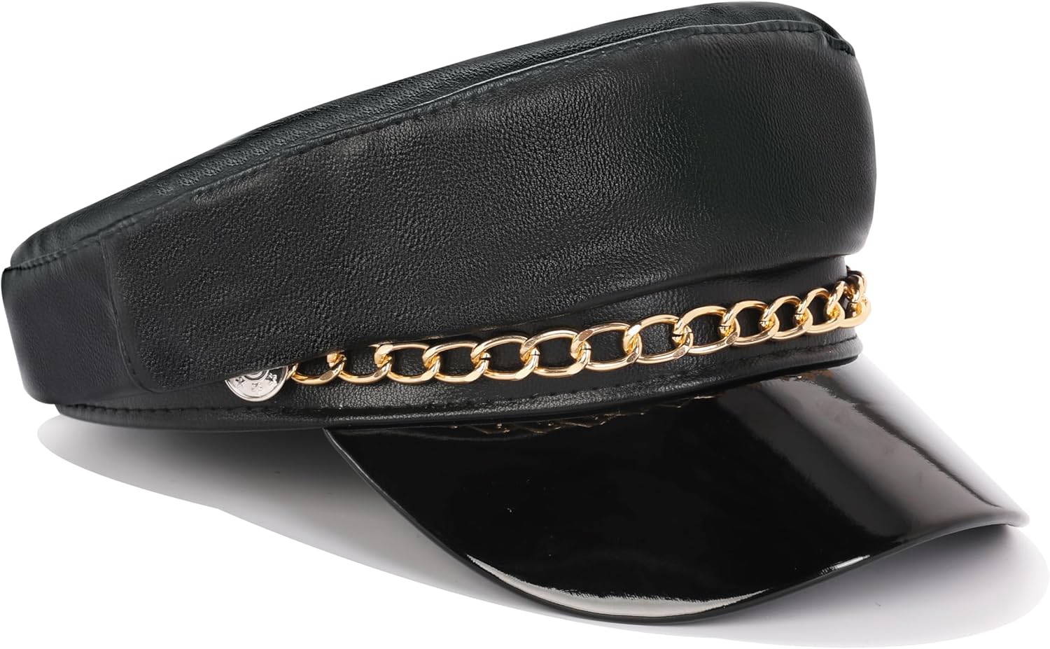 Women's Yacht Captain Sailor Hat, PU Material Newsboy Hat, Stylish Biker Hat, Baker Boy Hat, Peaked Beret - Image 3