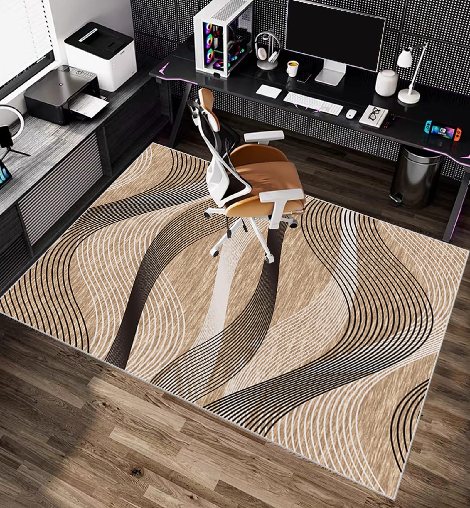 Tapis Chaise de Bureau, 120 x 160 cm Tapis de Protection pour Sols Durs, Tapis de Sol Bureau Tissu, Tapis de Chaise Gaming, Tapis Protège-Sol pour Chaise, Tapis de Sol pour Bureau Plancher de Bois