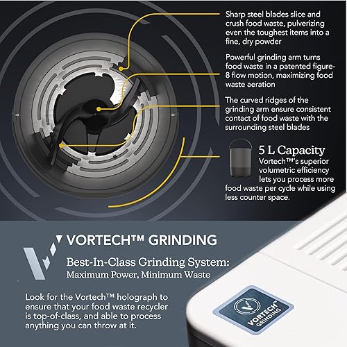 Miniatura 6 de Food Cycler Eco 5 reciclador de alimentos de cocina galardonado  Alternativa a contenedor de compostaje interior  Triturador eléctrico de alimentos