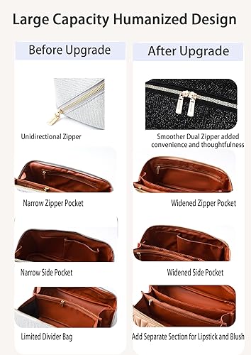 Miniatura 4 de Misvivaus Bolsa de cosméticos, regalos para mujeres, bolsa de maquillaje plana de viaje, organizador, estuches de cosméticos, bolsas de aseo con