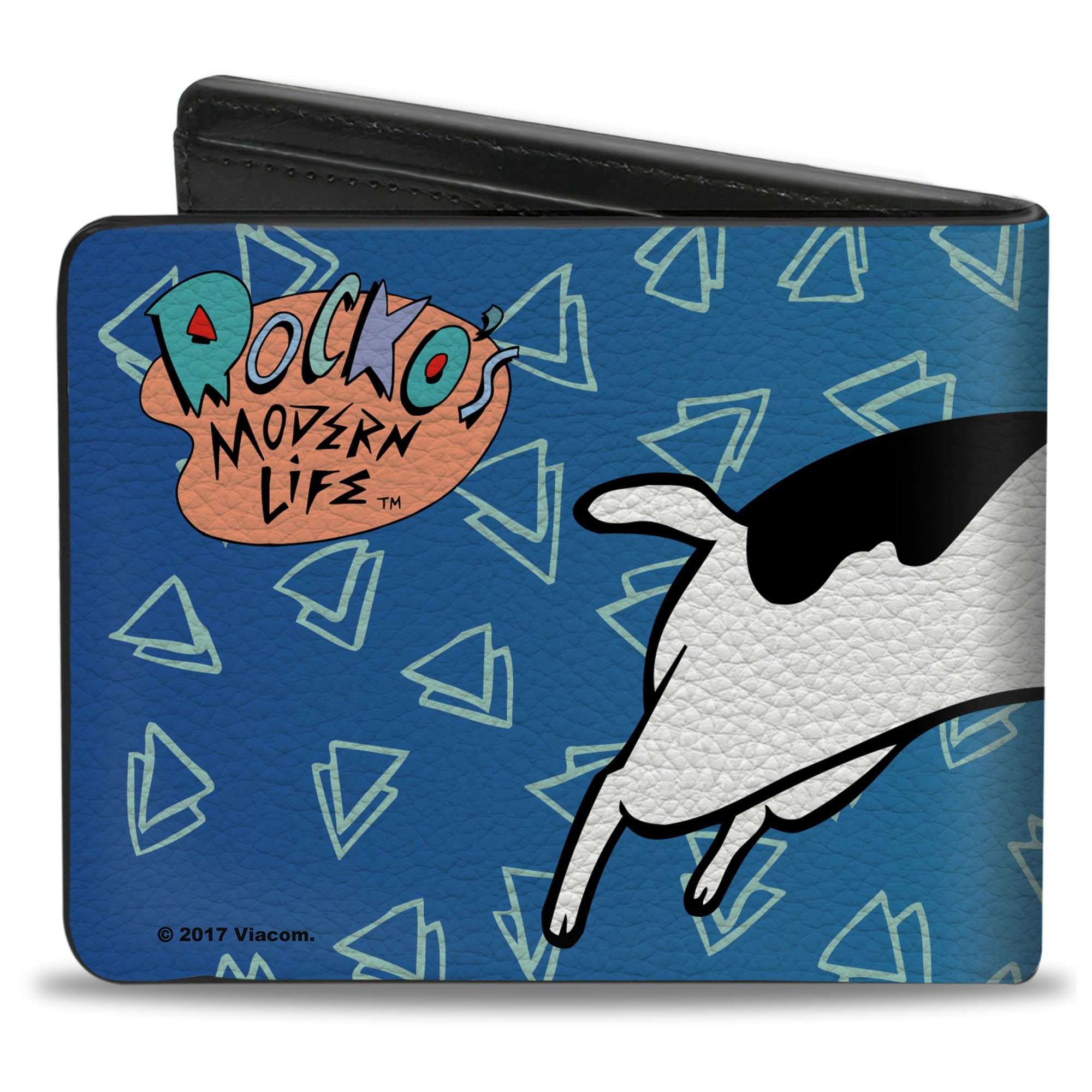 Buckle-Down Men's Nickelodeon Wallet, Bifold, Rockos Modern Life Spunky Pose Logo Blues White, Vegan Leather, 4.0