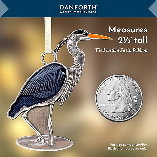 Miniatura 6 de Danforth Gran adorno de garza azul  Adornos hechos a mano de pájaro de peltre para árbol de Navidad  2  pulgadas, fabricado en Estados Unidos