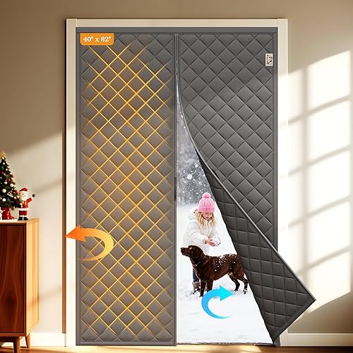 Miniatura 96 de Yotache Cortina magnética para puerta con aislamiento térmico para puertas de 36 x 96 pulgadas, tamaño de la cortina de 38 x 98 pulgadas, resistente