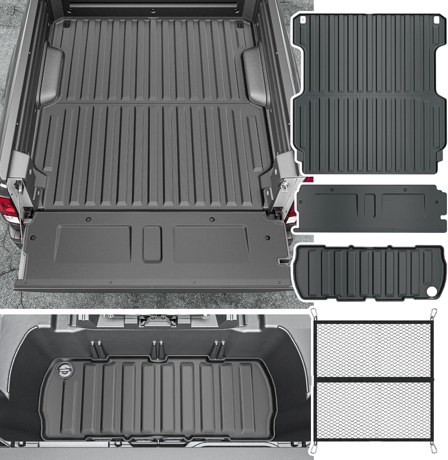 Truck Bed Mat for Honda Ridgeline 2017-2026, Heavy Duty Ridgeline Accessories TPE Truck Bed Liner 5.3FT (64.0 in),Tailgate Liner Accessories(Bed Mat+Tailgate Mat+Rear Storage Mat)