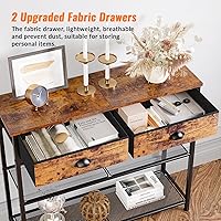 Vista 5 de Furologee Mesa de sofá consola con estante de almacenamiento para entrada, pequeña mesa de entrada de 30 pulgadas con 2 cajones de tela, estantes