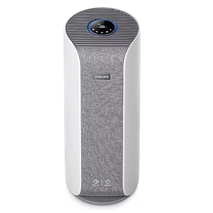 PHILIPS AC3858/63, WiFi Enabled, removes 99.97% airborne pollutants, Intelligent auto purification, 3D air circulation, Integrated HEPA+Active Carbon filter, ideal for large rooms,Grey & White,Medium