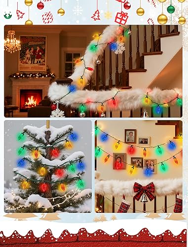 Miniatura 7 de GOOTHY Luces de Navidad para exteriores, cadena de luces de 26 pies con 50 luces de diamante multicolor C9 para exteriores, patio, techo, árbol,
