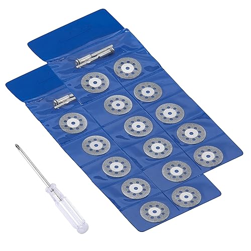 Miniatura 7 de Rueda de corte de diamante 545 (0.866in) 20 piezas con mandril 402 (0.118in) 4 piezas y destornillador para herramientas rotativas