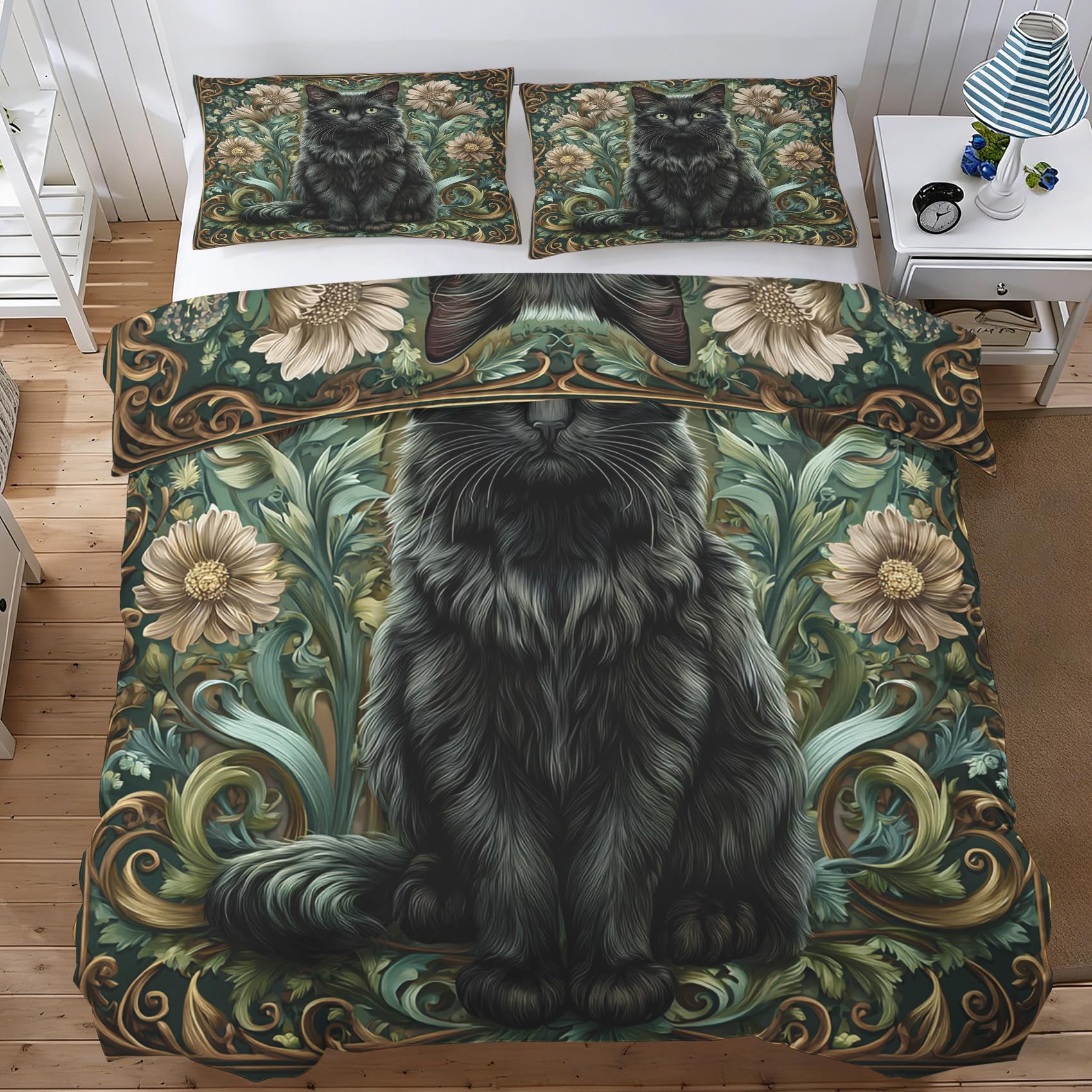 Housse de couette 160x200 chat William Morris pour sublimer une chambre d'adulte