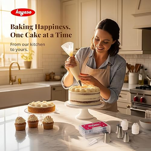 Miniatura 8 de Juego de 10 puntas para decoración de pastel, de acero inoxidable, y 20 bolsas desechables para repostería