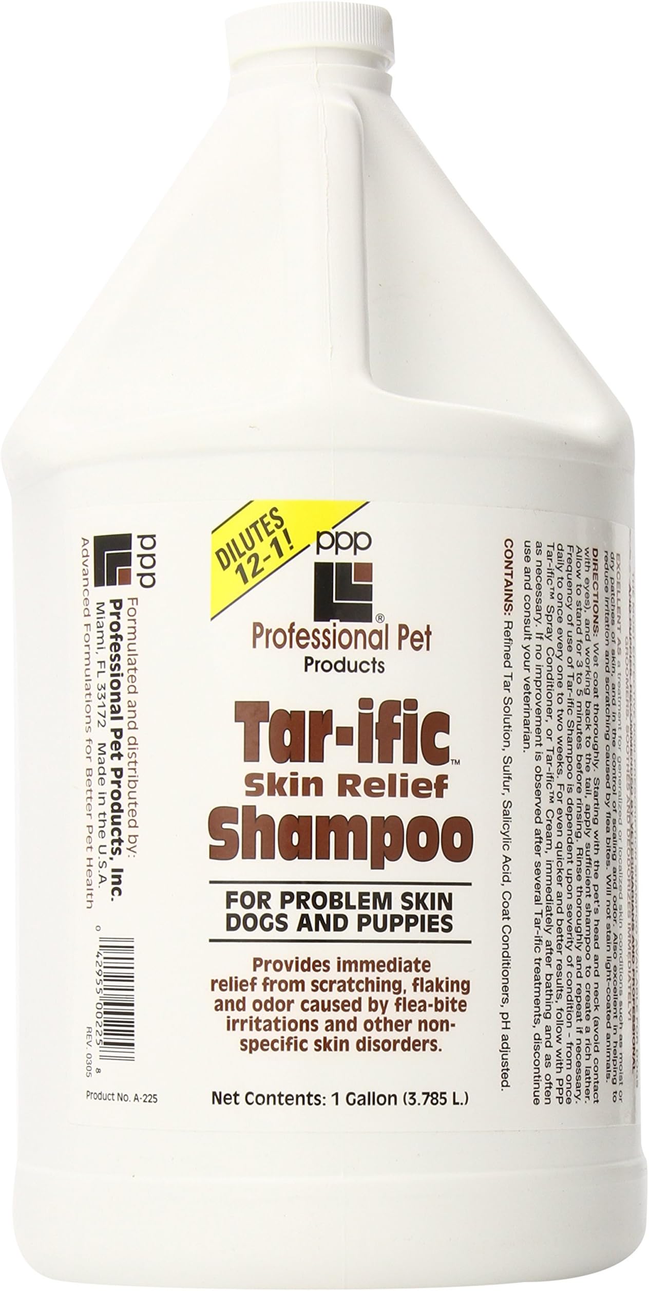 PPP Tar-ific Skin Relief Shampoo for Dogs - Soothe Hot Spots, Dryness, Flaking & Itching - Nourishes & Relieves Skin Issues - 1 Gallon