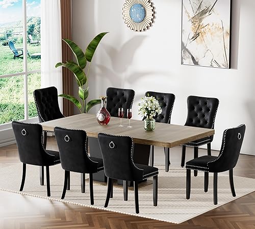 Miniatura 20 de SSLine Juego de mesas de comedor extensibles de 94.5 pulgadas para 6 personas, juego de mesa de comedor de 7 piezas, modernas mesas de cocina Blanco