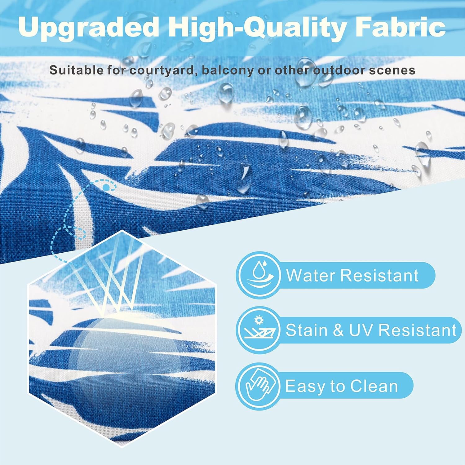 Patio Chair Cushions with Ties Outdoor Chair Cushions Set of 2 for Dining Chairs Outdoor Cushions for Patio Furniture Home Garden 16 * 17 Inch Waterproof