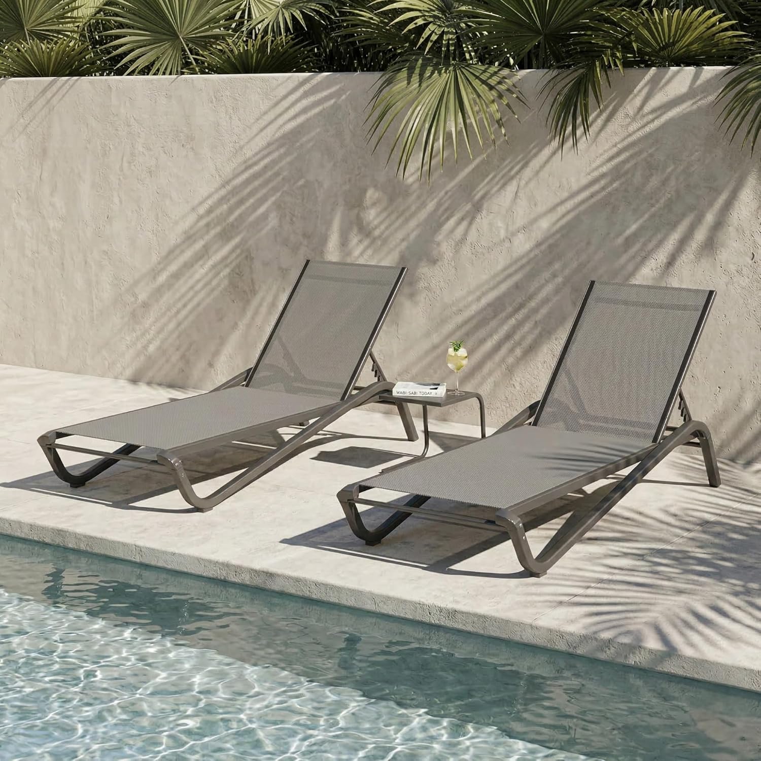 Amazon.com: Patio Kingdom 3-Piece Patio Chaise Lounge Set with Side ...