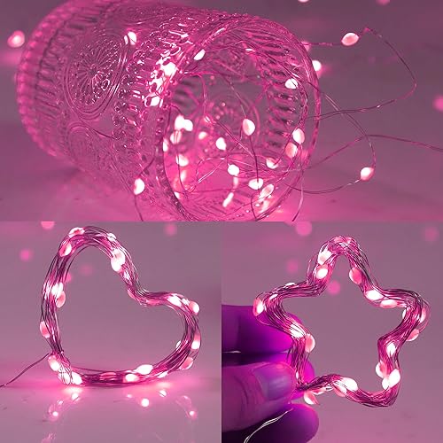Miniatura 3 de FTEOYEL Paquete de 6 tiras de luces de hadas que funcionan con pilas, 30 luces LED de 10 pies para decoración del día de San Valentín para